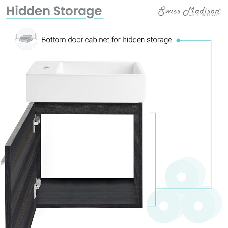 Swiss Madison Colmer 18 Single, One Cabinet, Bathroom Vanity