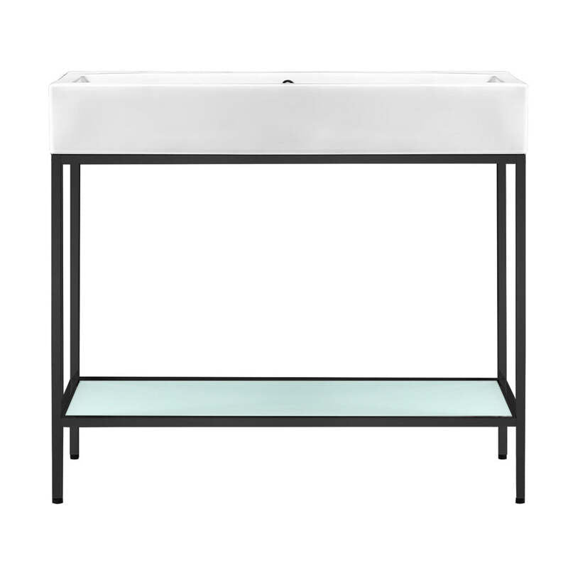 Swiss Madison Pierre 40 Single, Freestanding, Open Shelf, Matte Black Metal Frame Bathroom Vanity