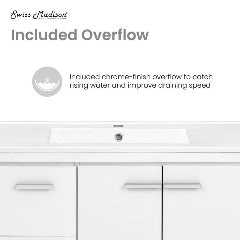 Swiss Madison Virage 36 Freestanding, Bathroom Vanity in Glossy White