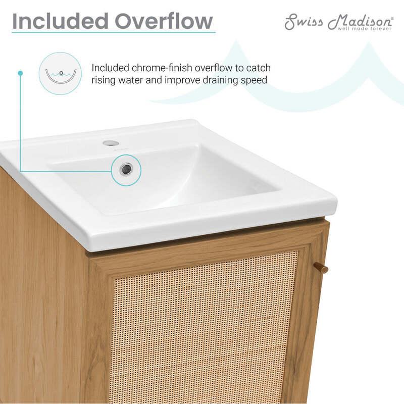 Swiss Madison Classe 18" Bathroom Vanity in Oak