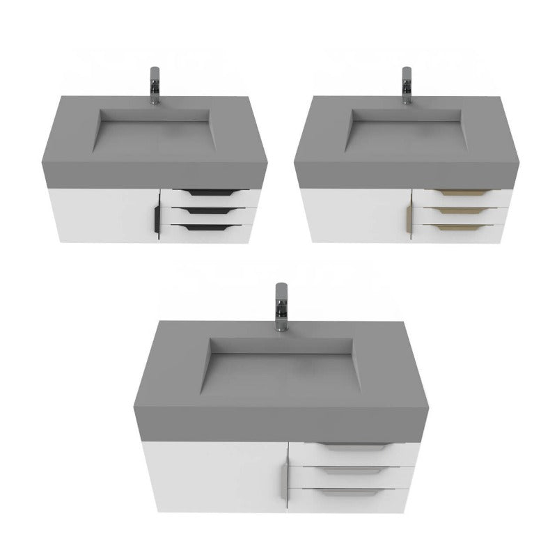 Kern 36" White Vanity Set with ( White / Grey / Black )  Top
