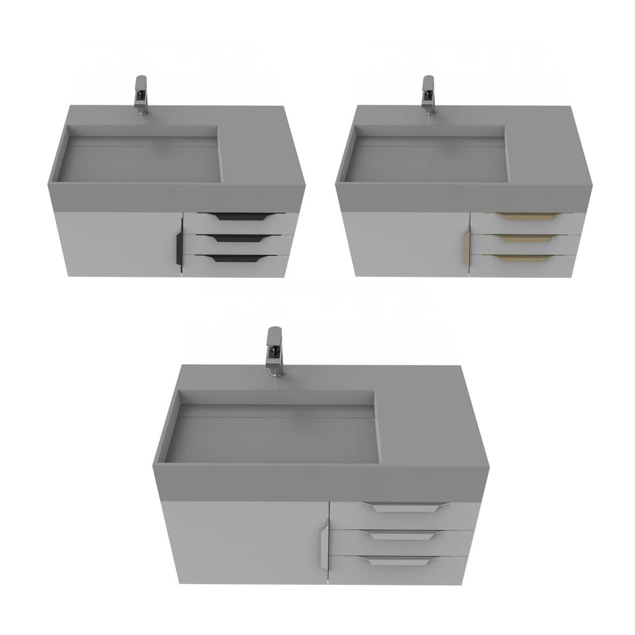 Arrowhead 36" Grey Vanity Set with ( White / Grey / Black ) Top