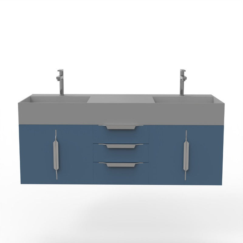 Arrowhead 72" Blue Vanity Set with ( White / Grey / Black )Top