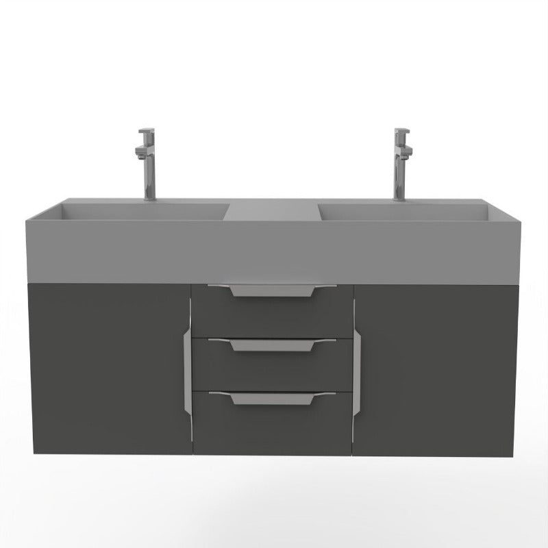 Arrowhead 60" Black Vanity Set with ( White / Grey / Black ) Top