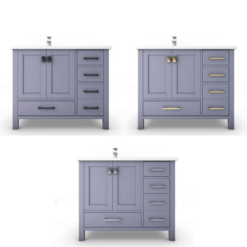 Ava 36" (White / Grey / Blue ) Vanity Set with White and Black Top