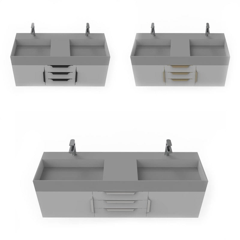 Arrowhead 60" Grey Vanity Set with ( White / Grey / Black )Top