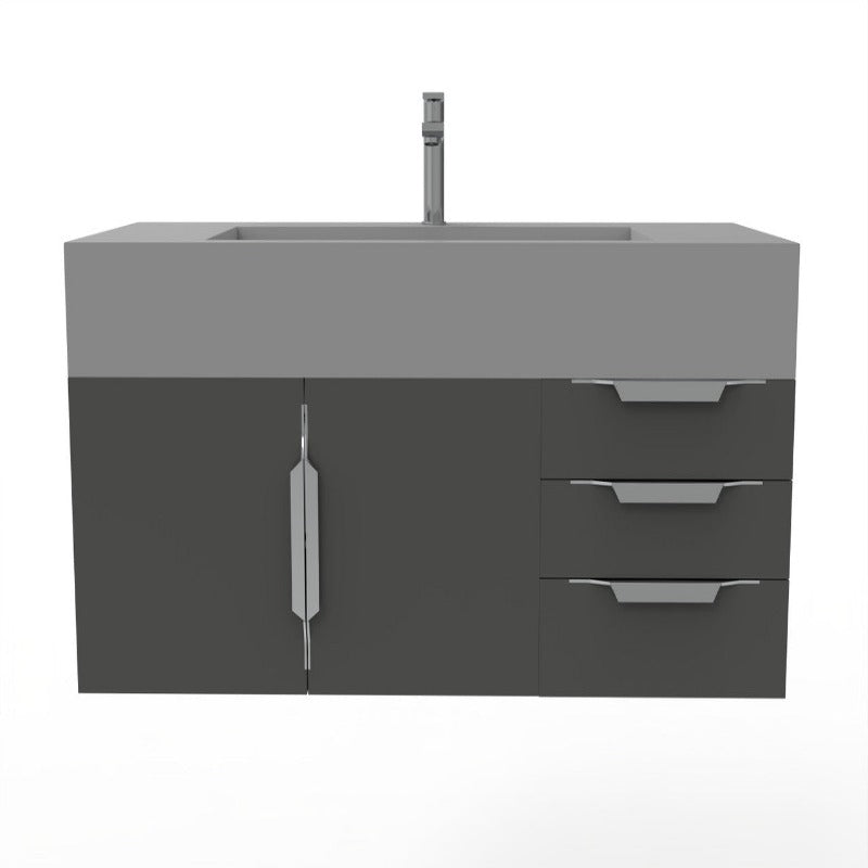 Kern 48" Black Vanity Set with ( White / Grey / Black ) Top