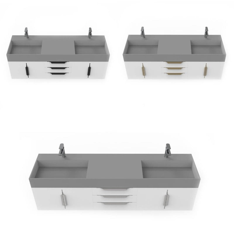 Arrowhead 72" White Vanity Set with ( White / Grey / Black )Top