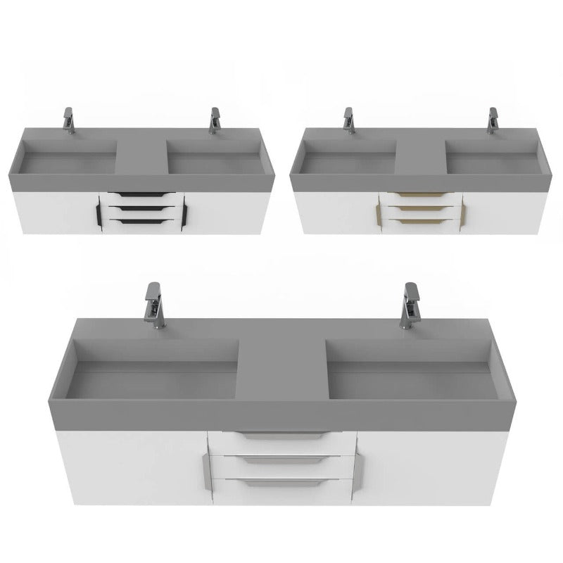 Arrowhead 60" White Vanity Set with ( White / Grey / Black ) Top