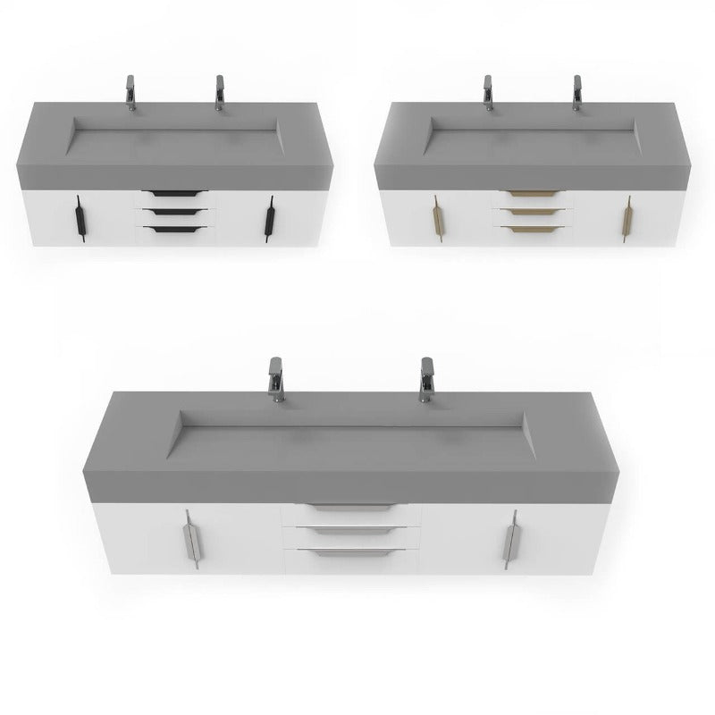 Kern 72" White Vanity Set with ( White / Grey / Black ) Top