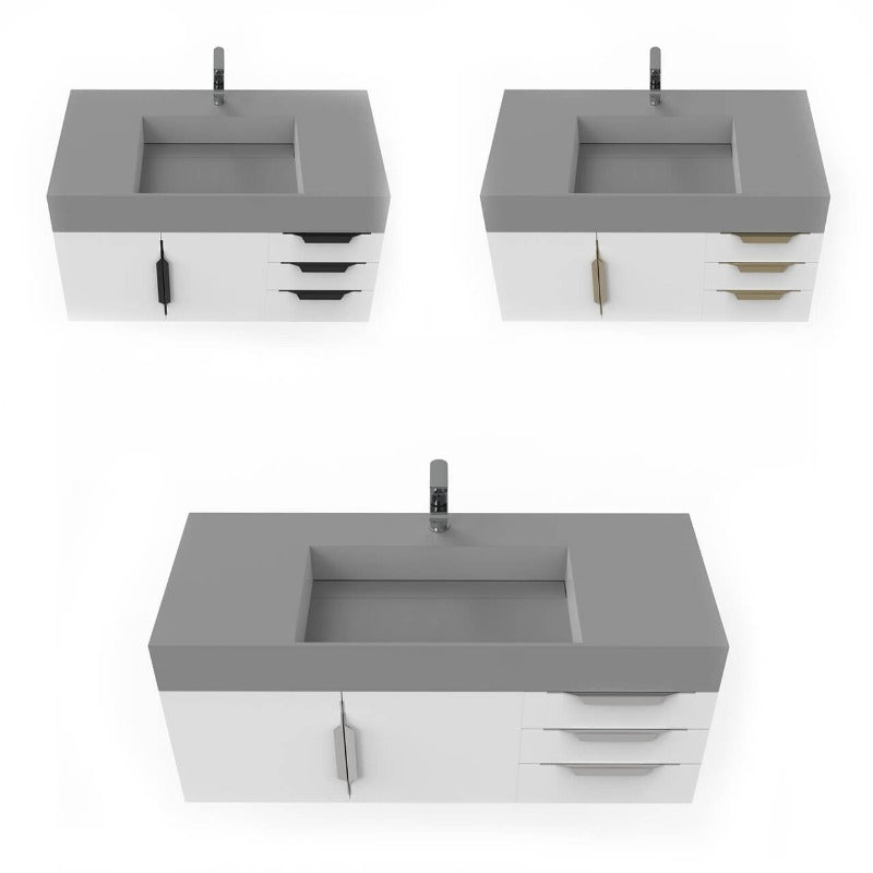 Arrowhead 48" White Vanity Set with ( White /Grey / Black) Top