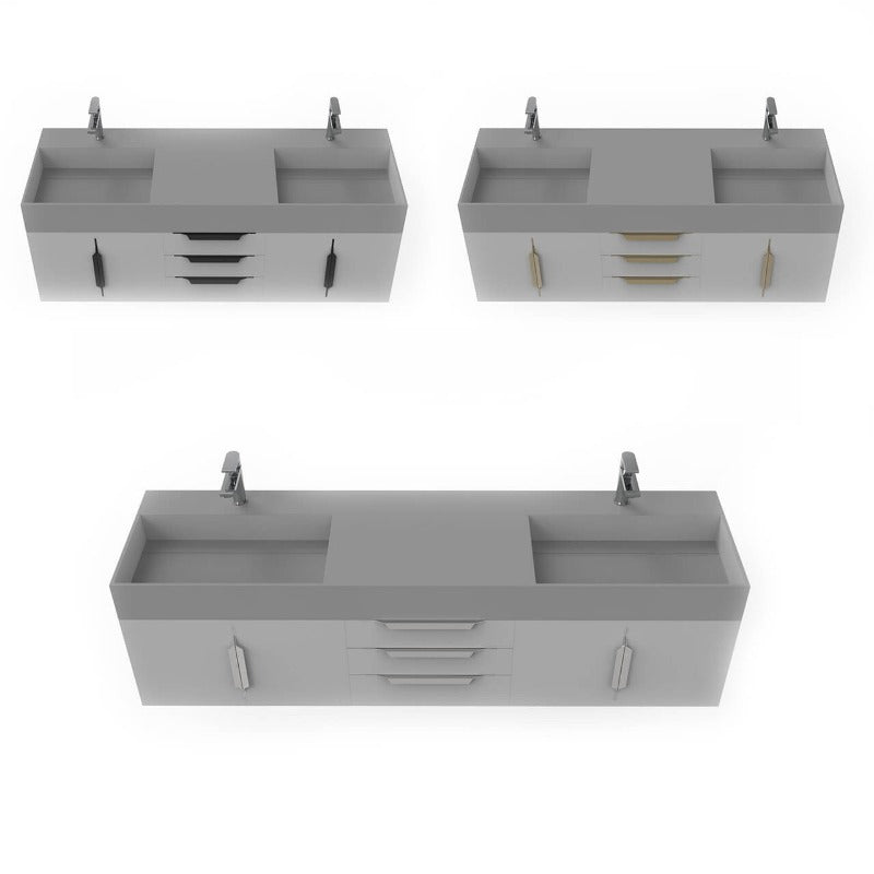 Arrowhead 72" Grey Vanity Set with ( White / Grey / Black ) Top