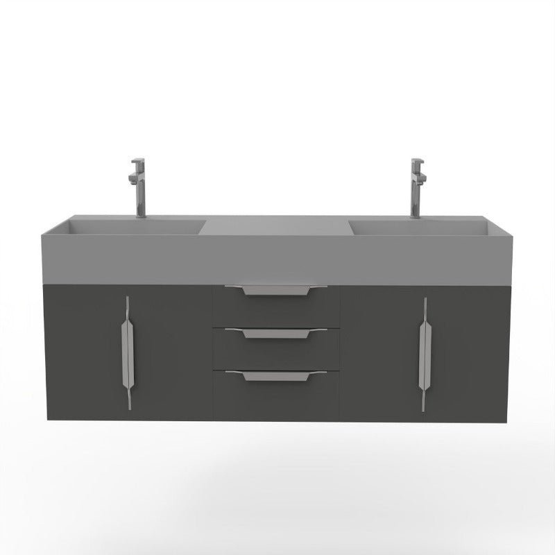Arrowhead 72" Black Vanity Set with  ( White / Grey / Black )Top