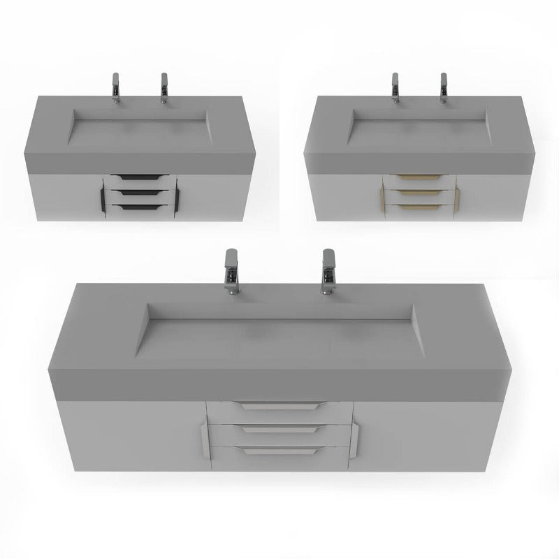 Kern 60" Grey Vanity Set with ( White /Grey / Black) Top