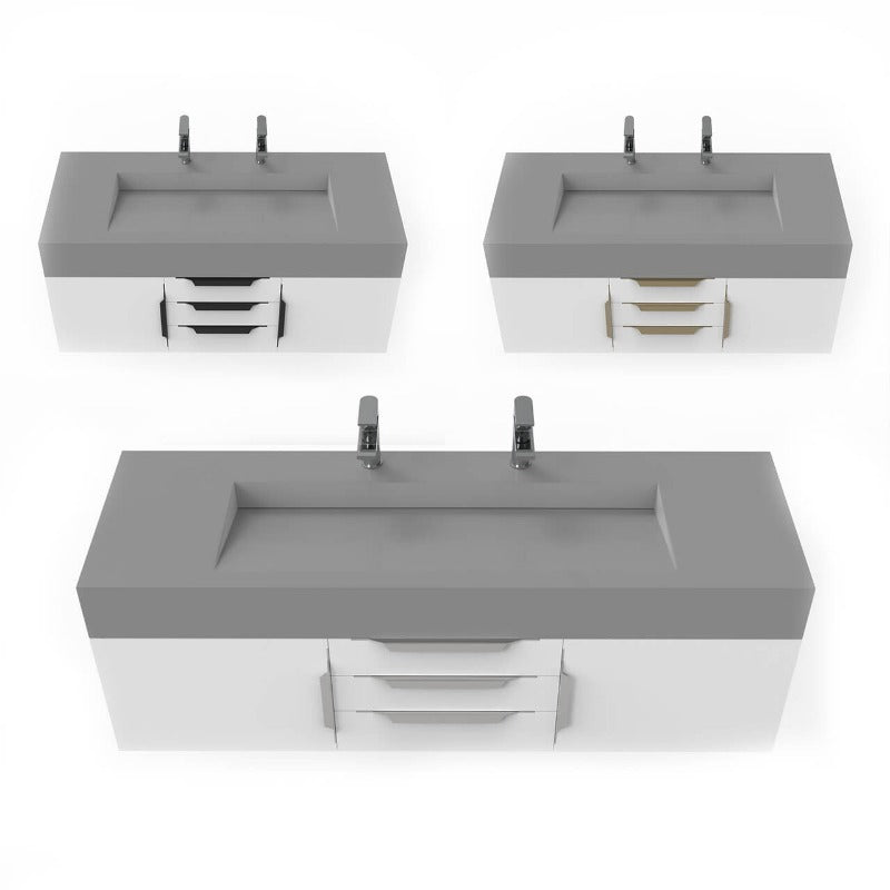 Kern 60" White Vanity Set with ( White / Grey / Black ) Top