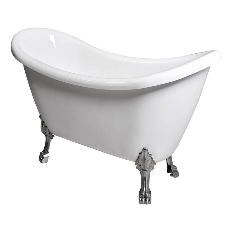 69" White Clawfoot Acrylic Soaking Bathtub (Chrome / Brushed / White / Black / Gold Feet)