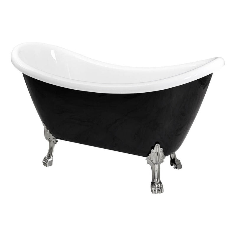 59" Black Clawfoot Acrylic Soaking Bathtub (Chrome / Brushed Nickel / White / Gold /Black Feet)