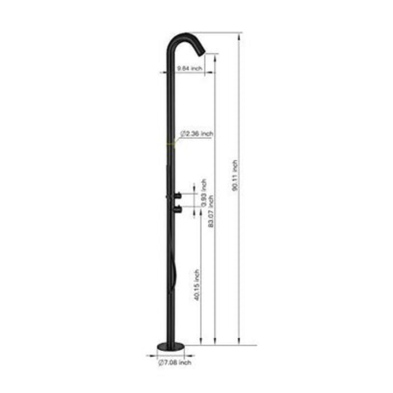 Heatgene Stainless Steel Freestanding Outdoor Shower with Handheld Shower for Outside/Swimming Pools in Matte Black- HG9001MB