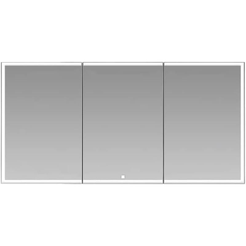 Edge Royale Side Bathroom Cabinet, Tall Full Length LED Lighted Medicine Cabinet, Defogger and Flip Out Lighted 3X Makeup Mirror, Electrical Outlets.