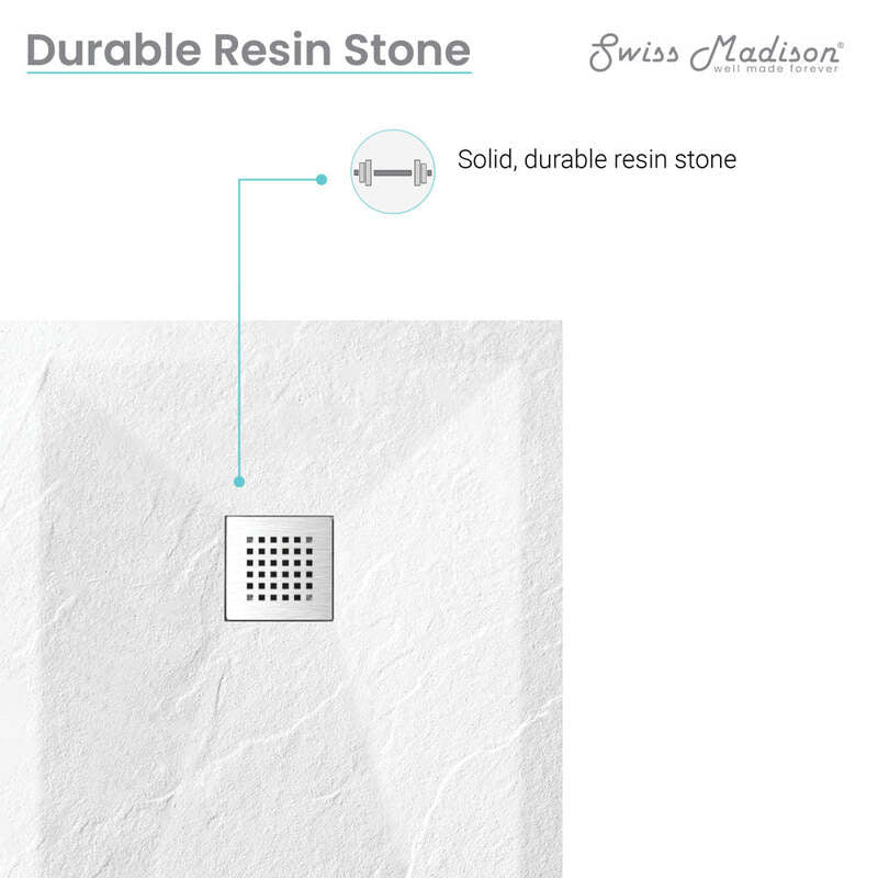 Swiss Madison Terre P Series 60" x 36" Reversible Drain Shower Base