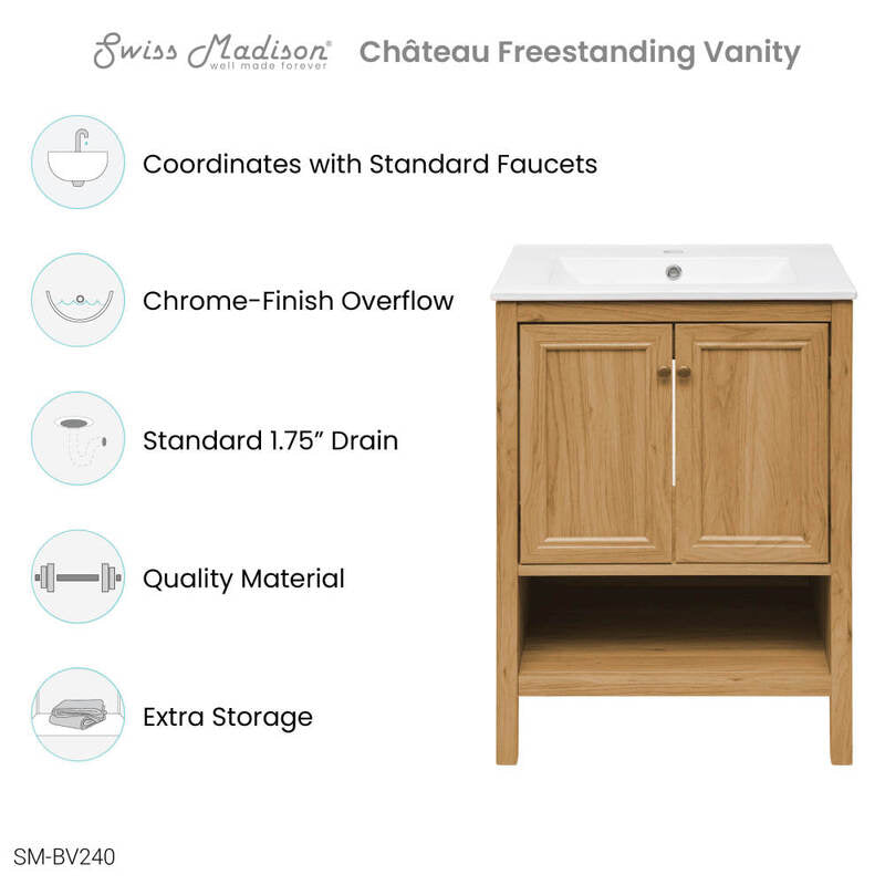 Swiss Madison Château 24" Bathroom Vanity in Natural Oak
