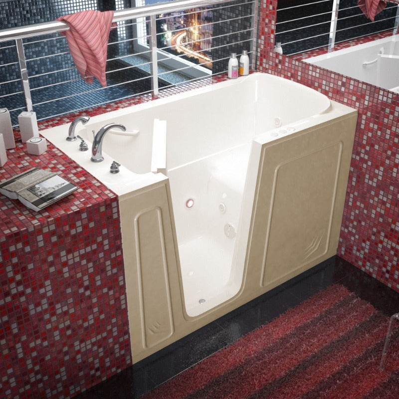 MediTub - 3260 Series Walk-In 32 x 60 Left Drain Biscuit Whirlpool Jetted Walk-In Bathtub