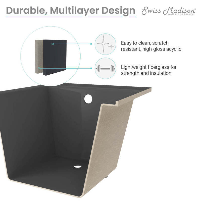 Swiss Madison Voltaire 60" X 30" Right-Hand Drain Alcove Bathtub in Matte Black
