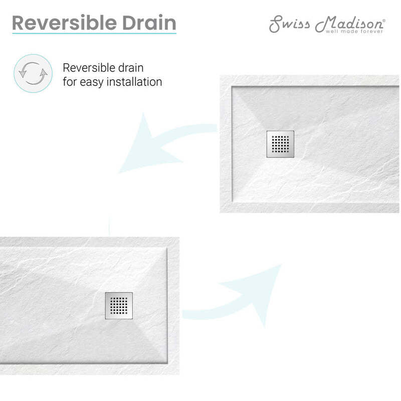 Swiss Madison Terre B Series 60" x 32" Reversible Drain Shower Base