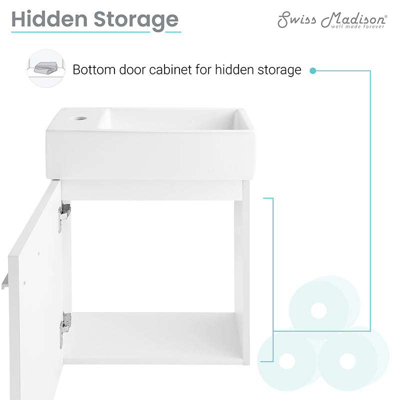 Swiss Madison Colmer 18 Single, One Cabinet, Bathroom Vanity
