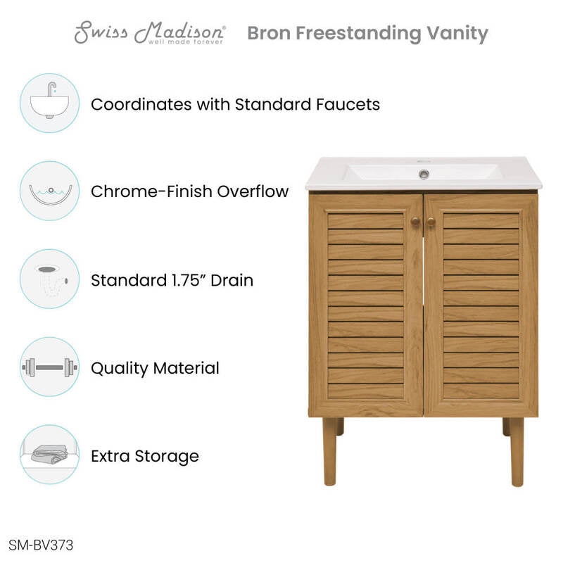Swiss Madison Bron 24" Bathroom Vanity in Oak