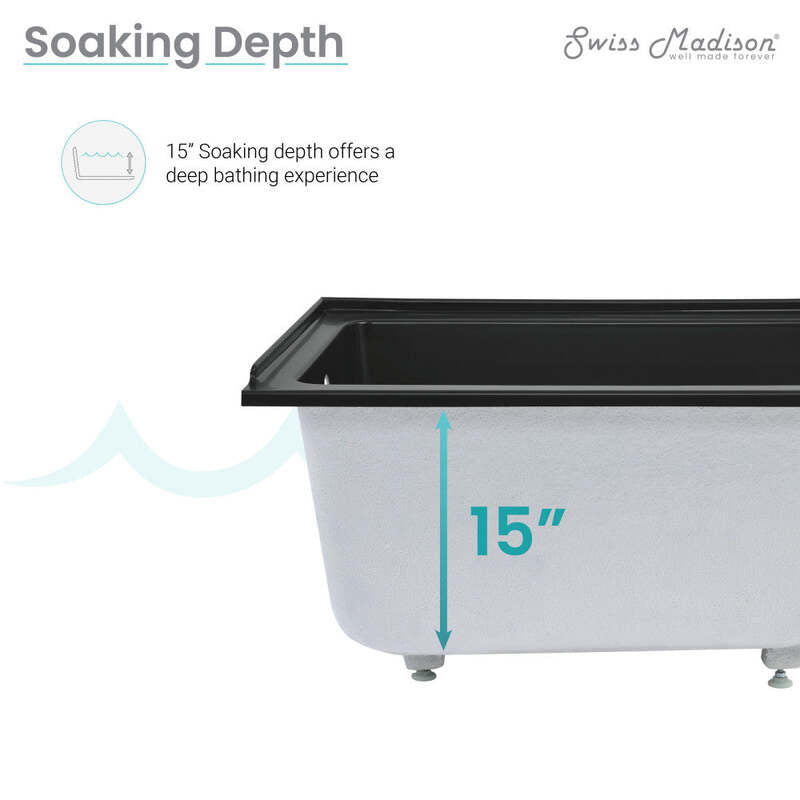 Swiss Madison Voltaire 48" X 32" Left-Hand Drain Alcove Bathtub in Matte Black
