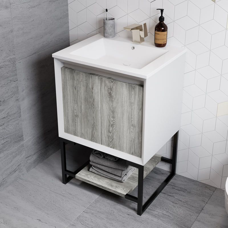 Swiss Madison Marseille 24 Single, Two Doors, Open Shelf Bathroom Vanity
