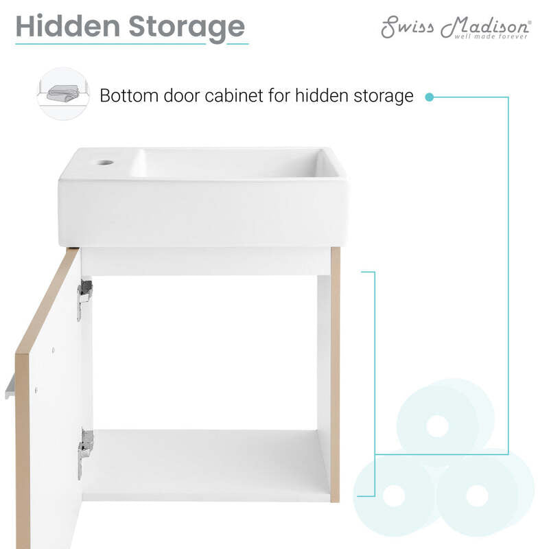 Swiss Madison Colmer 18" Wall-Mounted Bathroom Vanity in Sandstone