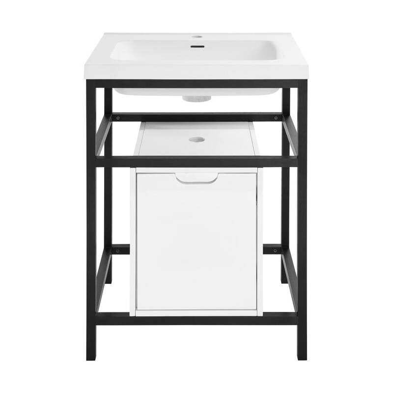 Swiss Madison Ivy 24" Freestanding Bathroom Vanity in Glossy White with Matte Black Frame