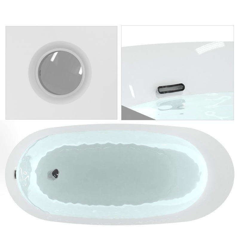 Heatgene 62" Acrylic Freestanding Soaking Tub, UPC Certified, Drain & Overflow Assembly Included HG696
