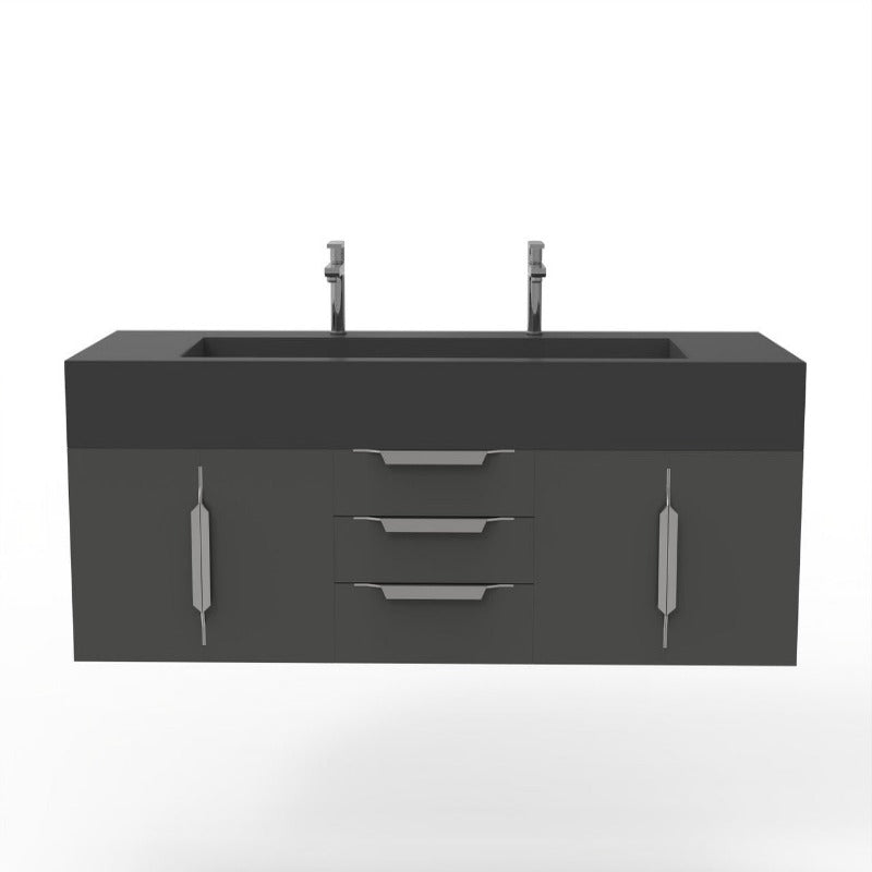 Kern 72" Black Vanity Set with ( White / Grey / Black) Top