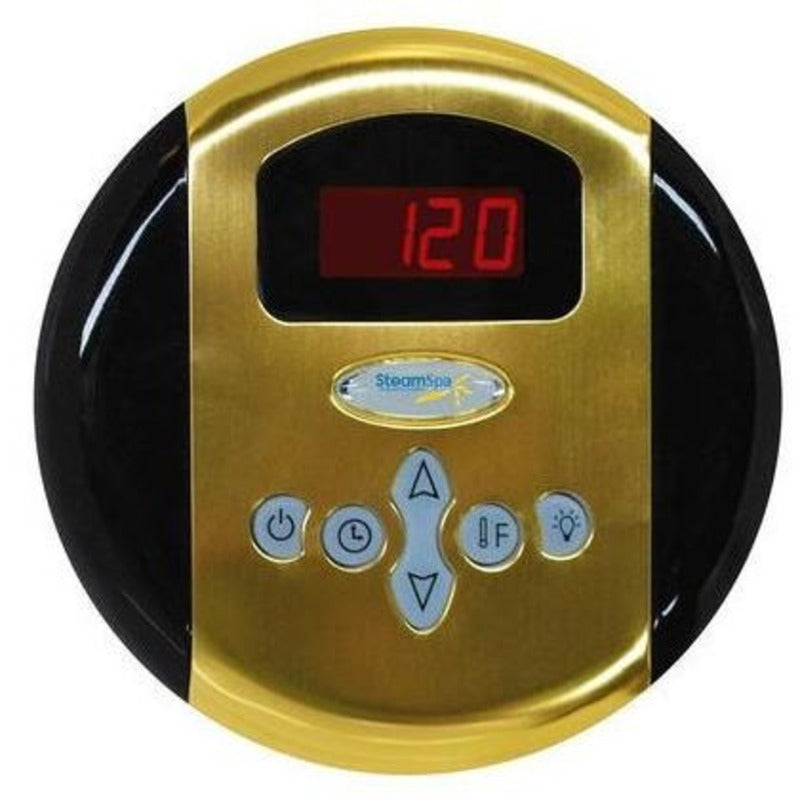 SteamSpa IN600GD Indulgence 6 KW QuickStart Acu-Steam Bath Generator Package in Polished Gold