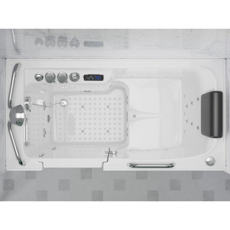 Left Drain FULLY LOADED Walk-in Bathtub with Air Jets and Whirlpool Massage Jets Hot Tub | Quick Fill Waterfall Tub Filler with 6 Setting Handheld Shower Sprayer | Including Aromatherapy, LED Lights, V-Shaped Back Jets, and Auto Drain | 2753FLWL