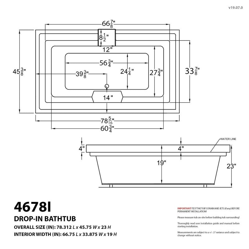 Atlantis Whirlpools Atlantis Whirlpools Infinity 46 x 78 Endless Flow Air Jetted Bathtub 4678IAL