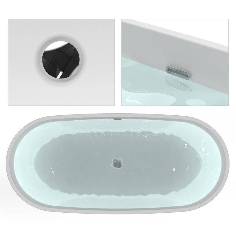 Heatgene 70" Acrylic Freestanding Soaking Tub, UPC Certified, Drain & Overflow Assembly Included HG436