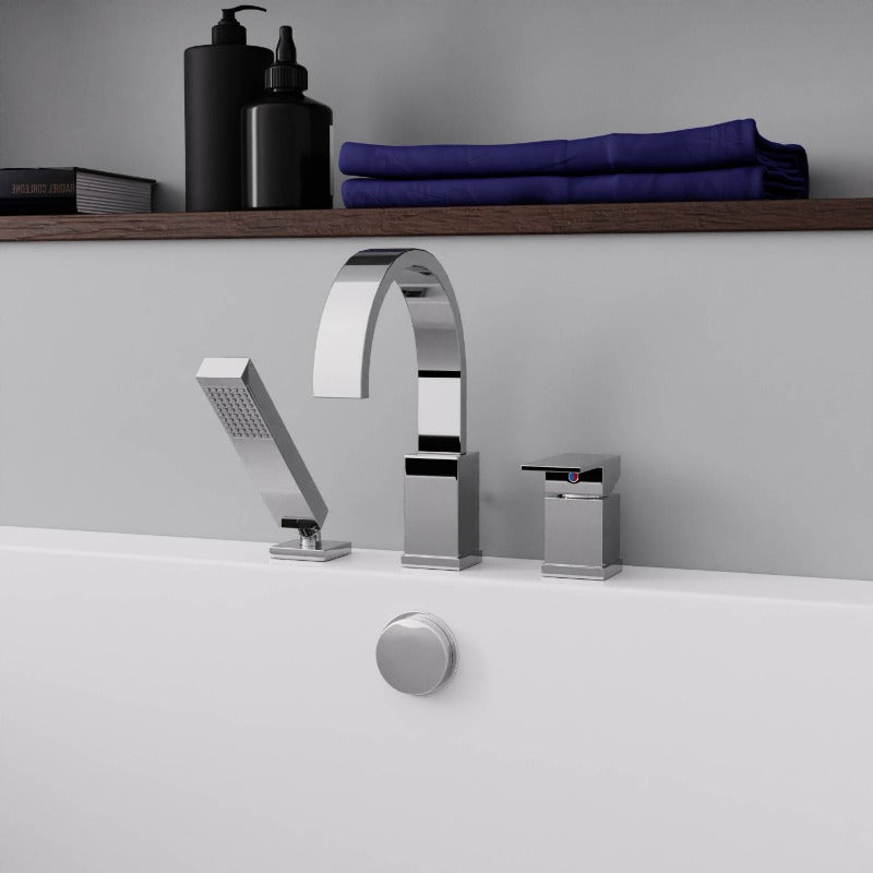 Bank Series 5.41 ft. Freestanding Bathtub with Deck Mounted Faucet in White - ANZZI FT-FR112473CH