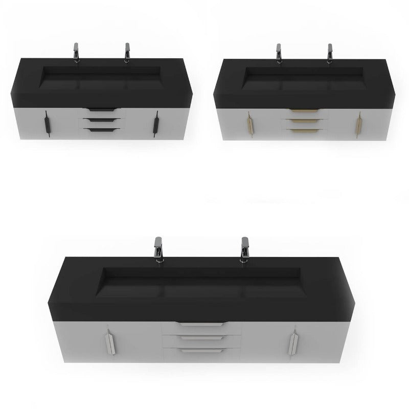 Kern 72" Grey Vanity Set with ( White / Grey / Black ) Top