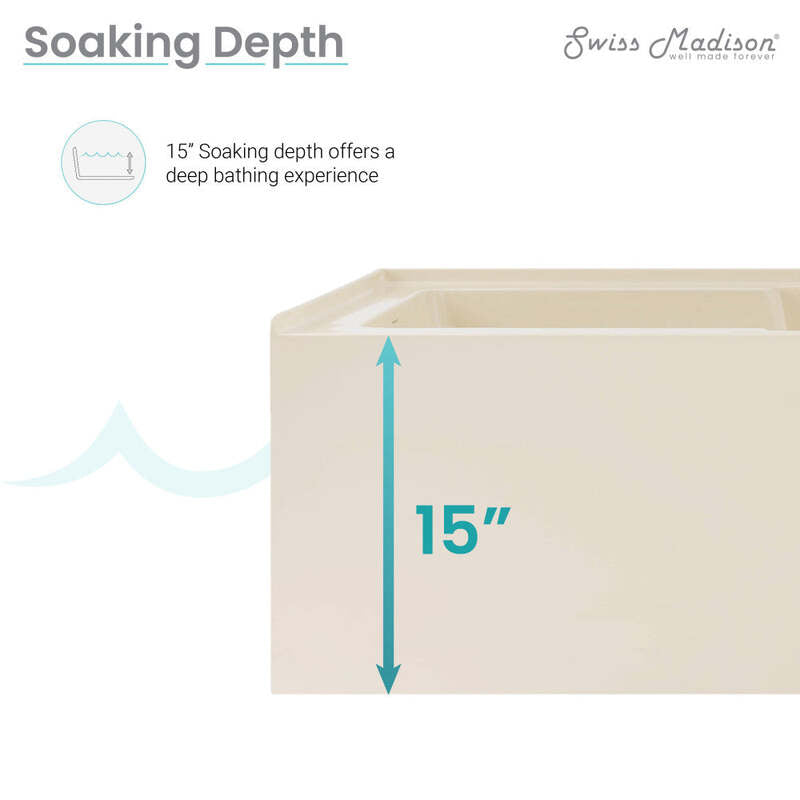 Swiss Madison Voltaire 60" X 32" Left-Hand Drain Alcove Bathtub with Apron in Bisque
