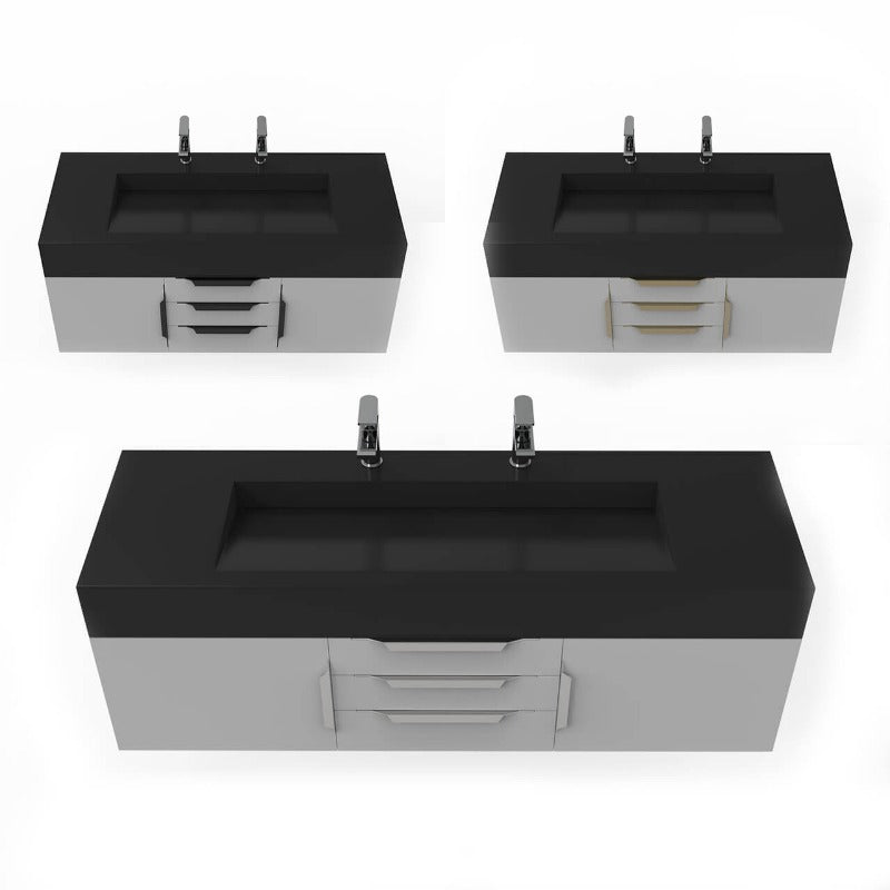 Kern 60" Grey Vanity Set with ( White /Grey / Black) Top