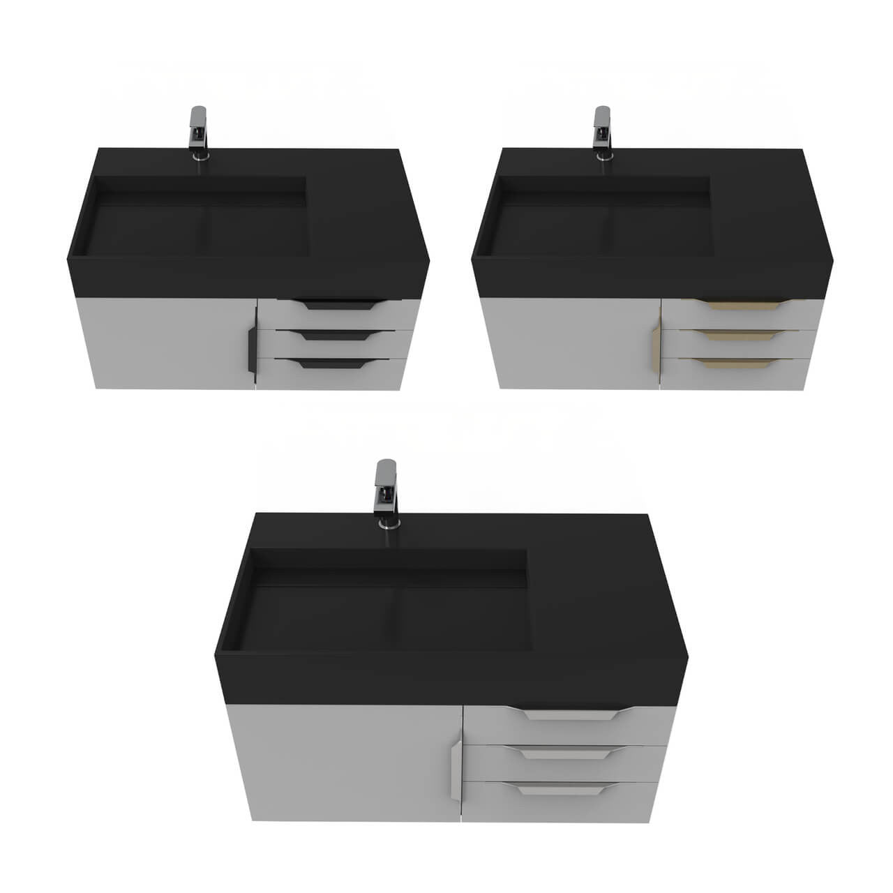 Arrowhead 36" Grey Vanity Set with ( White / Grey / Black ) Top