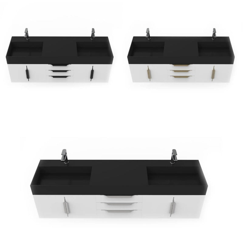 Arrowhead 72" White Vanity Set with ( White / Grey / Black )Top
