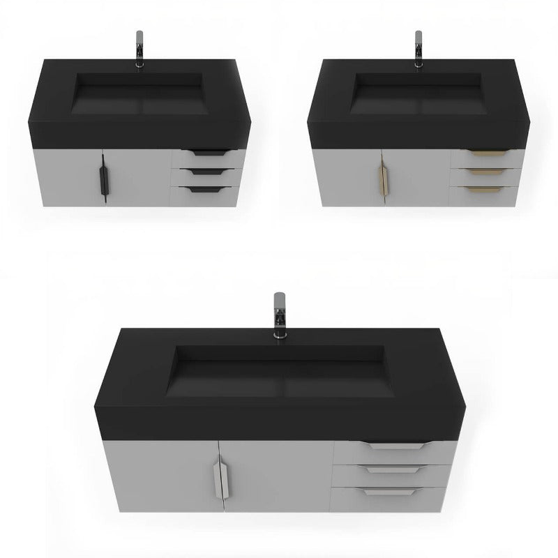 Kern 48" Grey Vanity Set with ( White /Grey / Black ) Top