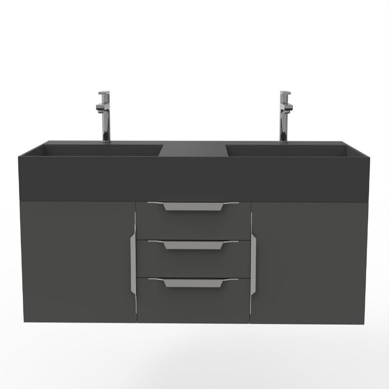 Arrowhead 60" Black Vanity Set with ( White / Grey / Black ) Top