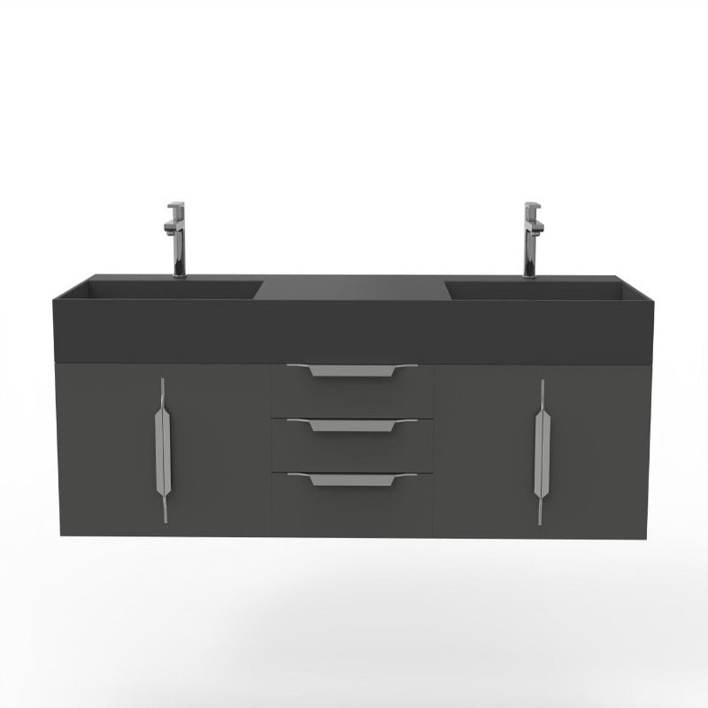Arrowhead 72" Black Vanity Set with  ( White / Grey / Black )Top