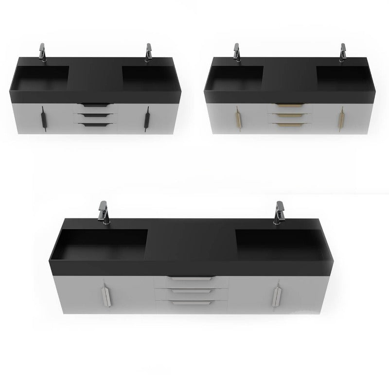 Arrowhead 72" Grey Vanity Set with ( White / Grey / Black ) Top